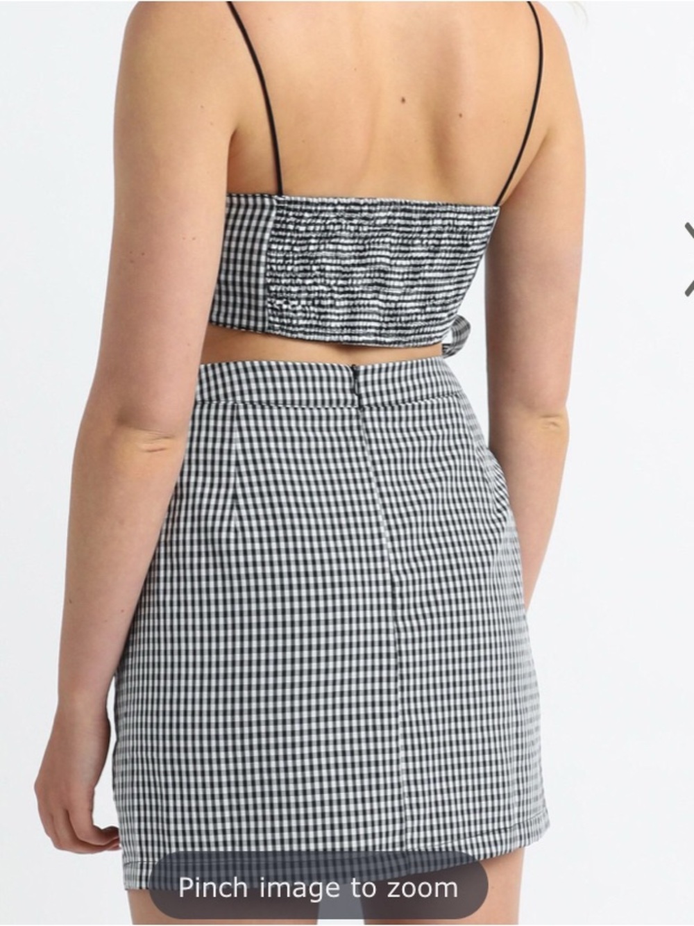 *SET*Showpo Gingham Checkered Black & White two-piece Set Skirt and crop top - Picture 6 of 11